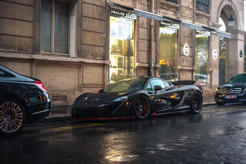 mclaren p1, paris, car wallpapers, car, super car, automobile, carbon series, nature, rain